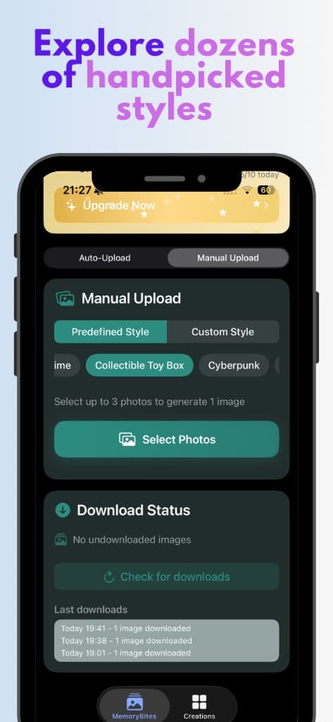 MemoryBites AI photo app: custom style prompt for illustration generation